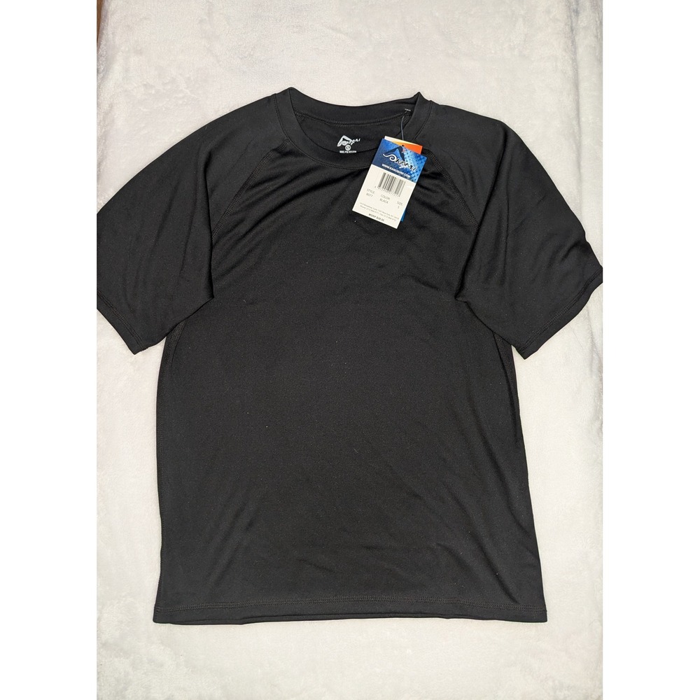 Kanu Surf Mens Rash Guard Swim Shirt Black Short Sleeve UPF 50+ Small 8077 NEW